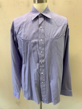 Mens, Western, STETSON, French Blue, Cotton, Solid, L, L/S, Snap Front, Collar Attached, Western Style Yoke, 2 Curved Welt Pockets at Chest