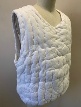 Unisex, Fat Padding, N/L MTO, White, Cotton, Solid, C <54", Jersey Knit, Sleeveless, Scoop Neck, Quilted, Uniform Padding Throughout, Velcro Closures in Back, Made To Order