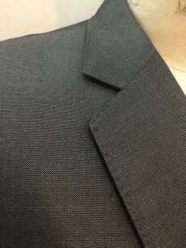 N/L, Gray, Lt Gray, Polyester, Wool, Birds Eye Weave, Solid, Dark Gray with Light Gray Specked Weave (Has A Bit Of A Shine To It, Almost Like Sharkskin), Single Breasted, Notched Lapel, 2 Buttons,  3 Pockets