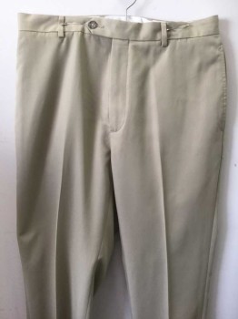 N/L, Khaki Brown, Polyester, Solid, Flat Front, Zip Front, 4 Pockets,