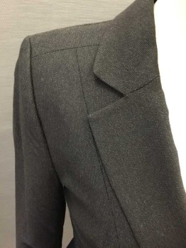 CLASAIQUES ENTIER, Chocolate Brown, Cream, Black, Wool, Cotton, Birds Eye Weave, Single Breasted, 2 Buttons,  Collar Attached,  Notched Lapel, 2 Pocket, Black Edges Pockets,