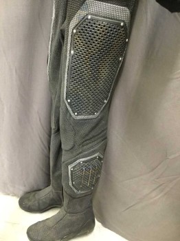 Unisex, Sci-Fi/Fantasy Jumpsuit, MTO, Black, Graphite Gray, Lt Gray, Blue, Brass Metallic, Neoprene, Rubber, 32W, 38C, Textured Printed Fabric, Double Center Back Zipper, Space Suit, For A 5 Foot 10 inch to 6 Foot Person. Attached Boots Are Size 9.5., Astronaut