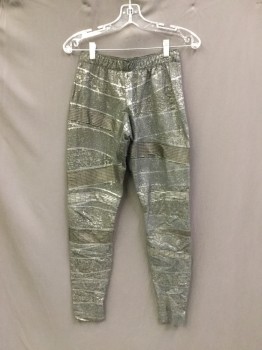 M.T.O., Gray, Pewter Gray, Synthetic, Abstract , Stripes, Leggings. Raised Rubber Texture, Elasticated Waist