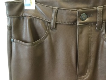 Womens, Leather Pants, FREE PEOPLE, Brown, Faux Leather, Solid, In28, W29, High Waist, Skinny Leg, Zip Fly, 4 Pockets, Belt Loops