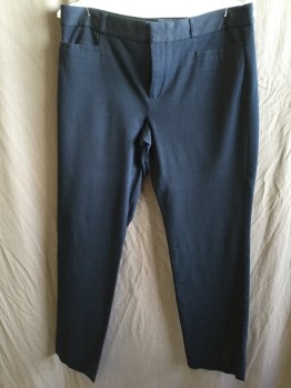 BANANA REPUBLIC, Navy Blue, Cotton, Elastane, Solid, 1.5" Waist Band with Belt Hoops, Flat Front, Zip Front,  4 Pockets