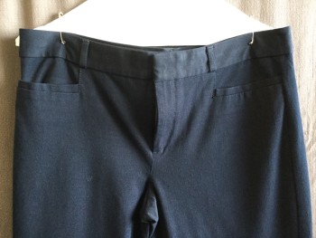 BANANA REPUBLIC, Navy Blue, Cotton, Elastane, Solid, 1.5" Waist Band with Belt Hoops, Flat Front, Zip Front,  4 Pockets