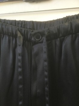 INTIMO, Black, Silk, Solid, Satin, Elastic Waist, Drawstrings at Waist with 2 Button Fly