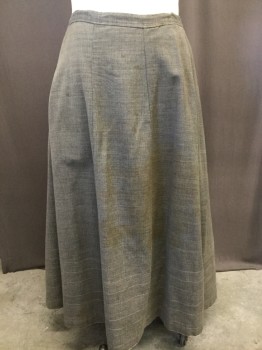 MTO, Heather Gray, Wool, Solid, A-Line Long Skirt, Sewn Stripe Detailed Hem, Hook and Eye Closure, *stained*