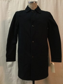 SCOTCH & SODA, Navy Blue, Cotton, Solid, Button Front, Collar Attached, 2 Pockets,