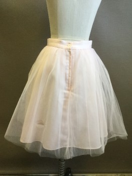 Childrens, Skirt, N/L, Ballet Pink, Nylon, Polyester, Solid, 10, Tulle Gathered Skirt, Satin Waistband, Button/Zip Back, Polyester Satin Lining, Hem Below Knee, Hole in Double Layers of Tulle Back