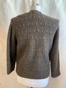 Womens, Sweater, GEIGER, Dusty Brown, Black, Wool, 2 Color Weave, 42 , Cardigan, Button Front, 6 Buttons, Knit Style
