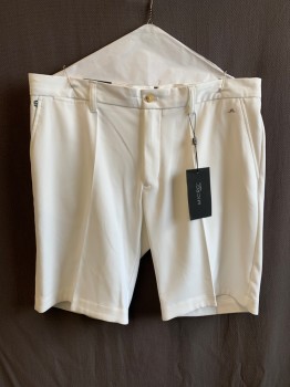 Mens, Shorts, J. LINDBERG, White, Polyester, Solid, 34, F.F, 5 Pockets, Zip Fly