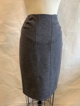 DVF, Charcoal Gray, Wool, Polyester, Heathered, Side Zipper, 3 Front Side Darts On Each Side Of Waist, Pencil