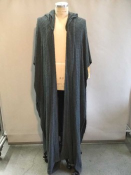 Unisex, Sci-Fi/Fantasy Robe, NO LABEL, Slate Blue, Cotton, Solid, Basket Weave, O/S, Open Front, Aged, Large Hood, Open Sides, Long Robe