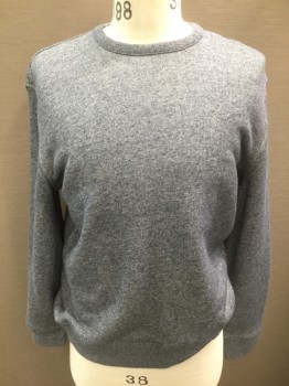 VINCE, Sky Blue, White, Cotton, Solid, Long Sleeves, Ribbed Neck/sleeve Caps/ Waist,