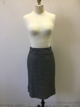 EXPRESS, Gray, Wool, Lycra, Heathered, Pencil Skirt with Kick Flare Hemline at Back