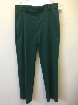 & OTHER STORIES, Dk Green, Polyester, Wool, Solid, Slim Straight Leg, High Waist, Zip Fly, Belt Loops, 4 Pockets