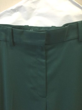 & OTHER STORIES, Dk Green, Polyester, Wool, Solid, Slim Straight Leg, High Waist, Zip Fly, Belt Loops, 4 Pockets