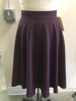 ROCK STEADY, Purple, Polyester, Solid, Back Zipper, Full Circle Skirt, Retro 1950s, Rockabilly