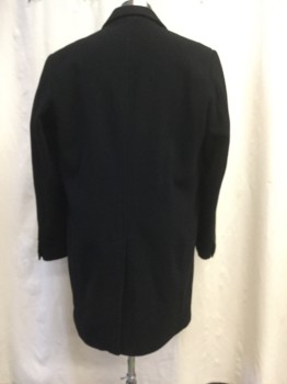 PROFILE OUTERWEAR, Black, Wool, Cashmere, Solid, 3 Button Front, Notched Lapel, 2 Pocets, Back Vent, Fully Lined
