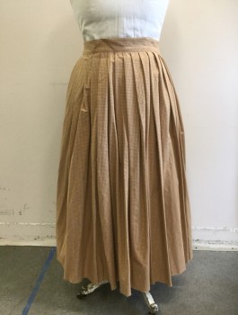 MR. LEE, Ochre Brown-Yellow, Tan Brown, Cotton, Check , Fixed Waistband Needs Closures, Full Pleated Skirt, Multiple