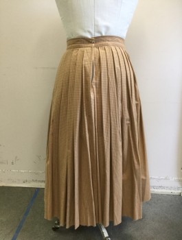 MR. LEE, Ochre Brown-Yellow, Tan Brown, Cotton, Check , Fixed Waistband Needs Closures, Full Pleated Skirt, Multiple