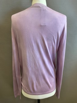 Mens, Pullover Sweater, VERSACE, Lilac Purple, Silk, Solid, Mottled, M, Crew Neck, Long Sleeves, Almost Sheer, Very Light Tie-dye