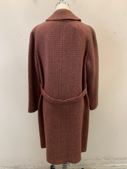 Womens, Coat, NL, Hot Pink, Green, Wool, Houndstooth, Tweed, XS, Collar Attached, Single Breasted, Button Front, 2 Pockets, Belted Back