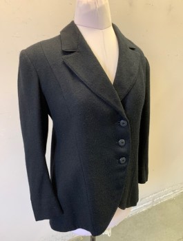 N/L, Charcoal Gray, Wool, Solid, Scratchy Ribbed Wool, 3 Buttons,  Notched Lapel, Higher Front Than Back (Looks Like Cutaway Jacket), Smaller Decorative Buttons in Back,