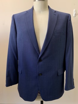 RALPH LAUREN, Navy Blue, Blue, Wool, 2 Color Weave, 2 Buttons, Single Breasted, Notched Lapel, 3 Pockets,