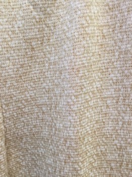 Womens, Pants, N/L, White, Tan Brown, Polyester, Abstract , W28, Elastic Waistband, Double Knit, Flared Leg, Light Smudge on Lower Left Leg