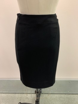DVF, Black, Viscose, Polyamide, Solid, Pencil Skirt, Zip Side, 2 Zip Pockets