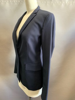 RAG & BONE, Navy Blue, Cotton, Solid, Pique Weave, Single Breasted, Thin Peaked Lapel, 1 Button, 2 Pockets
