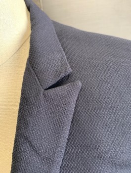 RAG & BONE, Navy Blue, Cotton, Solid, Pique Weave, Single Breasted, Thin Peaked Lapel, 1 Button, 2 Pockets
