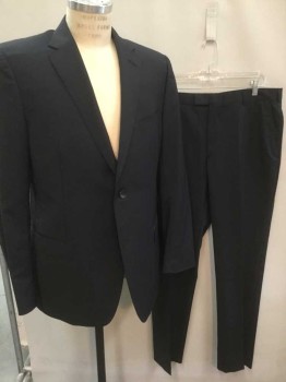 Z. ZEGNA , Midnight Blue, Lt Blue, Rayon, Stripes - Pin, Midnight with Light Blue Micro Pinstripe, Single Breasted, Notched Lapel, 2 Buttons,  3 Pockets