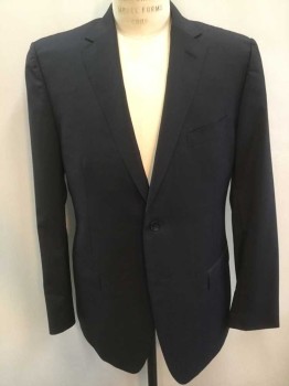 Z. ZEGNA , Midnight Blue, Lt Blue, Rayon, Stripes - Pin, Midnight with Light Blue Micro Pinstripe, Single Breasted, Notched Lapel, 2 Buttons,  3 Pockets
