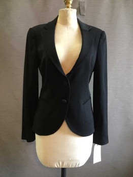 Emporio Armani, Black, Wool, Nylon, Solid, Notched Lapel, 2 Buttons,