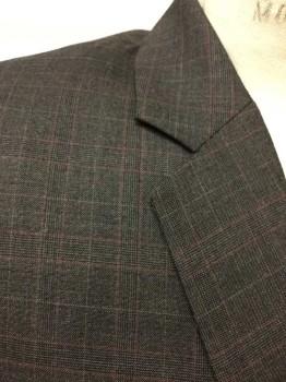 Mens, Suit, Jacket, MTO, Brown, Rust Orange, Wool, Plaid, 44, Single Breasted, Notched Lapel, 2 Buttons,  Made To Order, Multiple
