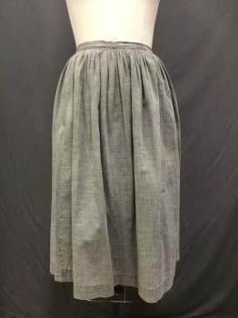 MTO, Gray, White, Cotton, Gingham, Half Apron, Gray W/white Gingham, Gathered W/1" Waist Band, Self Tie, 1 Hole & Dark Spots Front, See Photo Attached,