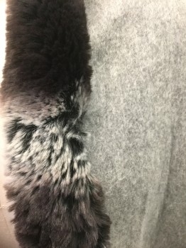 Womens, Shawl, NORDSTROM, Gray, Espresso Brown, Wool, Faux Fur, Solid, Gray Soft Wool with Smoky Espresso and Gray Faux Fur 2" Wide Edging