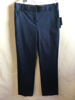 RACHEL  ROY, Navy Blue, Cotton, Spandex, Solid, 2" Waistband with Belt Hoops, Flat Front, Zip Front, 4 Pockets