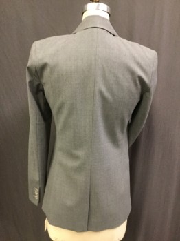 THEORY, Lt Gray, Wool, Solid, Double Breasted, Notched Lapel, 2 Pockets,