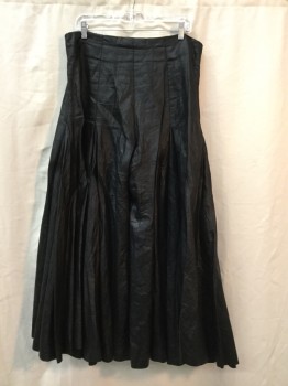 MTO, Black, Linen, Solid, Satin Finished Linen Wide Leg Pants with Pleats  Looks Like Full Long Skirt