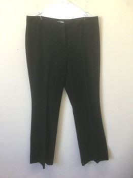 HALOGEN, Black, Polyester, Viscose, Solid, Bumpy Piqué Texture, Mid Rise, Boot Cut, Zip Fly, 4 Welt Pockets in Front/Back, 1" Wide Self Waistband
