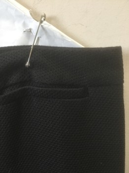 HALOGEN, Black, Polyester, Viscose, Solid, Bumpy Piqué Texture, Mid Rise, Boot Cut, Zip Fly, 4 Welt Pockets in Front/Back, 1" Wide Self Waistband