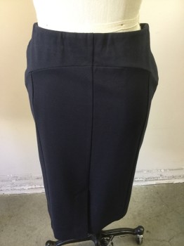 ANN TAYLOR, Navy Blue, Rayon, Spandex, Solid, Straight Skirt, Pull On, Back Slit