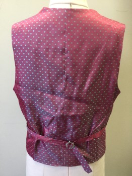 Childrens, Suit Piece 2, ISAAC MIZRAHI NY, Maroon Red, Dk Blue, Raspberry Pink, Polyester, Rayon, Plaid-  Windowpane, C 30, 12, 4 Buttons, 3 Pockets, Adjustable Belt Center Back, Polk a Dot Lining