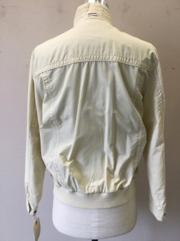 TOMMY BAHAMA, Cream, Cotton, Nylon, Solid, Zip Front, Stand Collar, 2 Zip Pockets, Lightweight Jacket