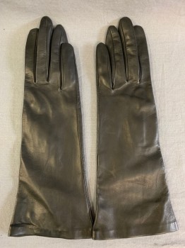 Womens, Leather Gloves, FORZIERI, Black, Leather, Solid, Small, Plain, Silk Knit Lining