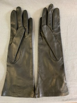Womens, Leather Gloves, FORZIERI, Black, Leather, Solid, Small, Plain, Silk Knit Lining